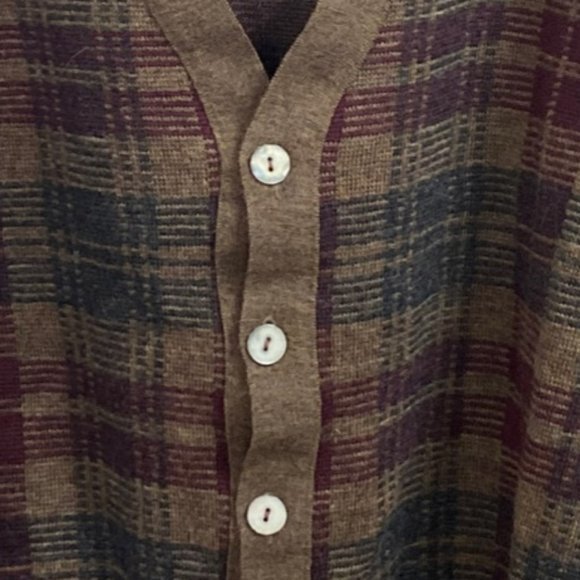 Vintage Maglificio Florence Merino Wool Plaid Cardigan Sweater - Picture 2 of 14
